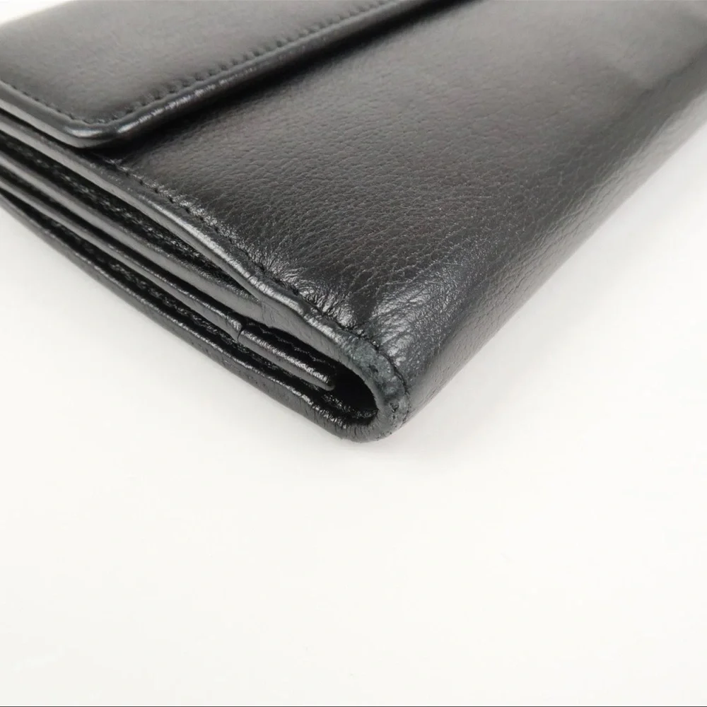CHANEL Black Leather Camellia Wallet